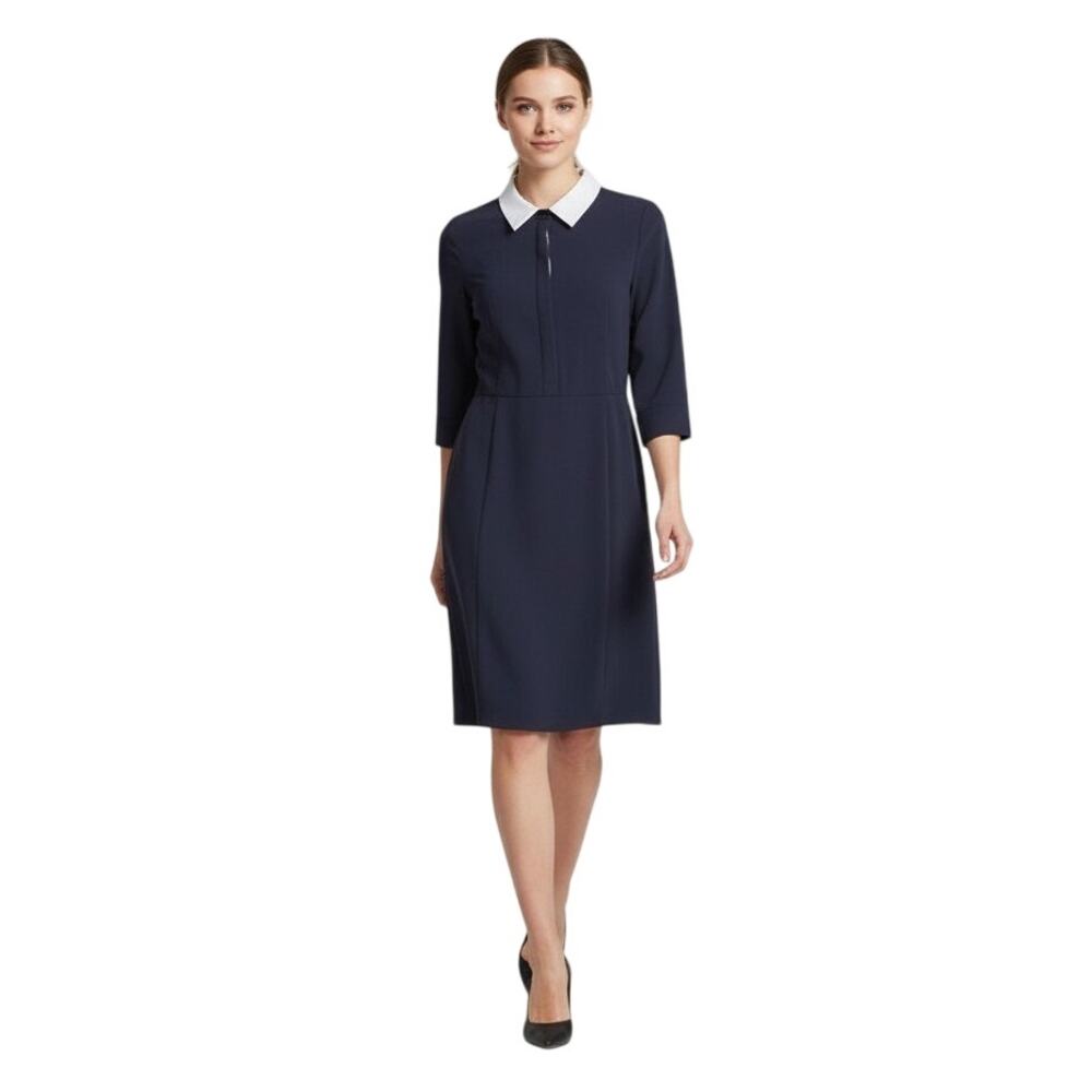 Vintage El Ganso Shirt Dress 42 US 8 Blue Midi Career Professional Work Business